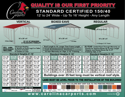 Pricing Brochures Carolina Carports Inc