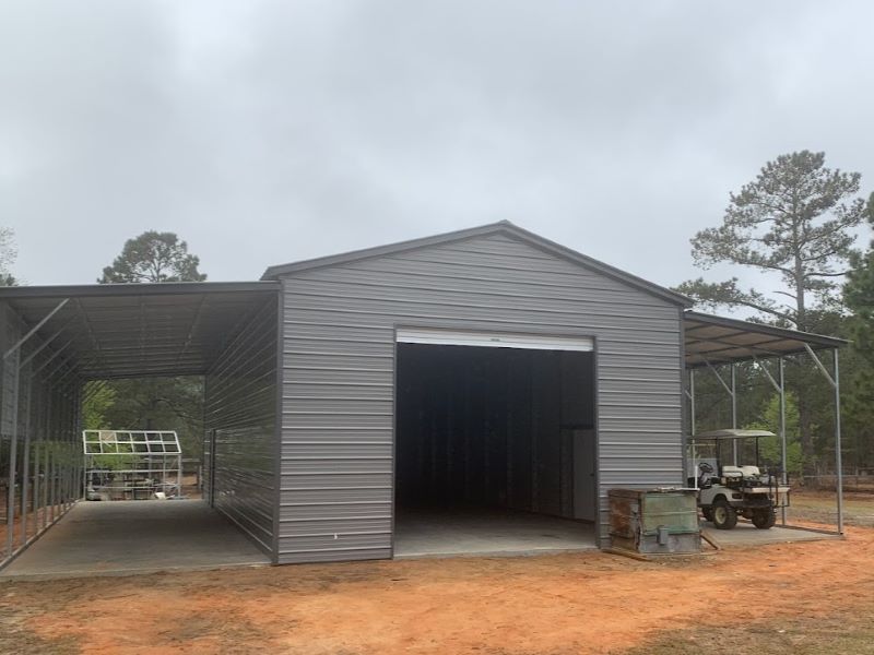 Steel Barn with Lean-Tos-494