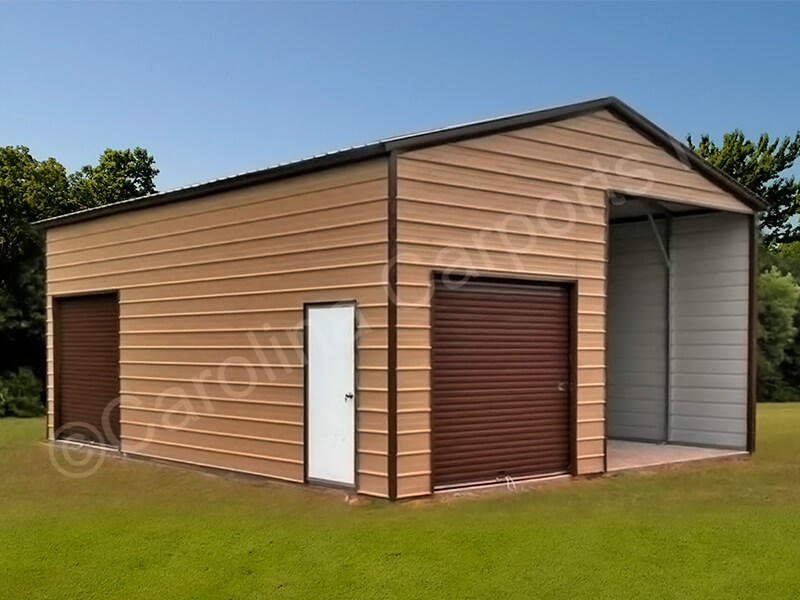 Vertical Roof Style Carport with 1 Garage Door-279