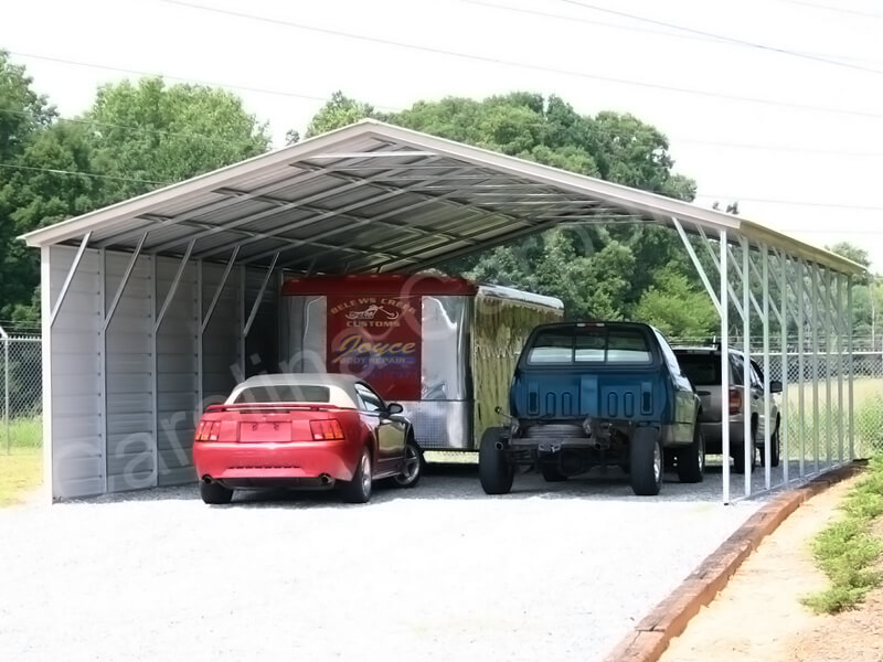 Vertical Roof Carport with One Side CLosed-284